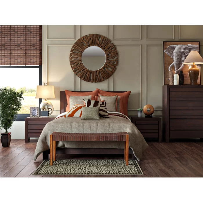 WRINKLE Designer Sheesham Wood Bedside Table In Walnut Matte - Furnishiaa -  - 