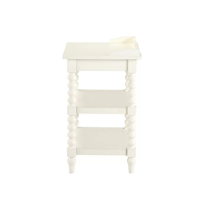WRINKLE Designer White Sheesham Wood Bedside Table For Home - Furnishiaa -  - 