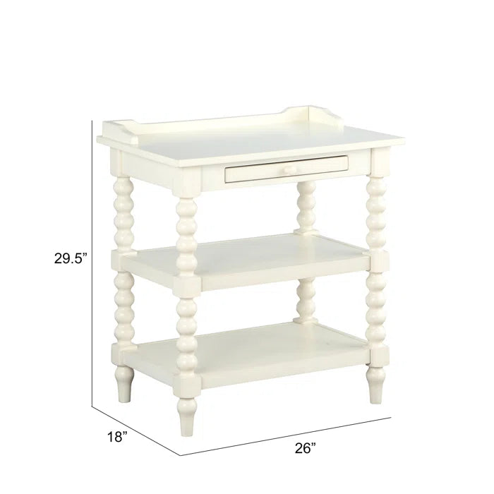 WRINKLE Designer White Sheesham Wood Bedside Table For Home - Furnishiaa -  - 