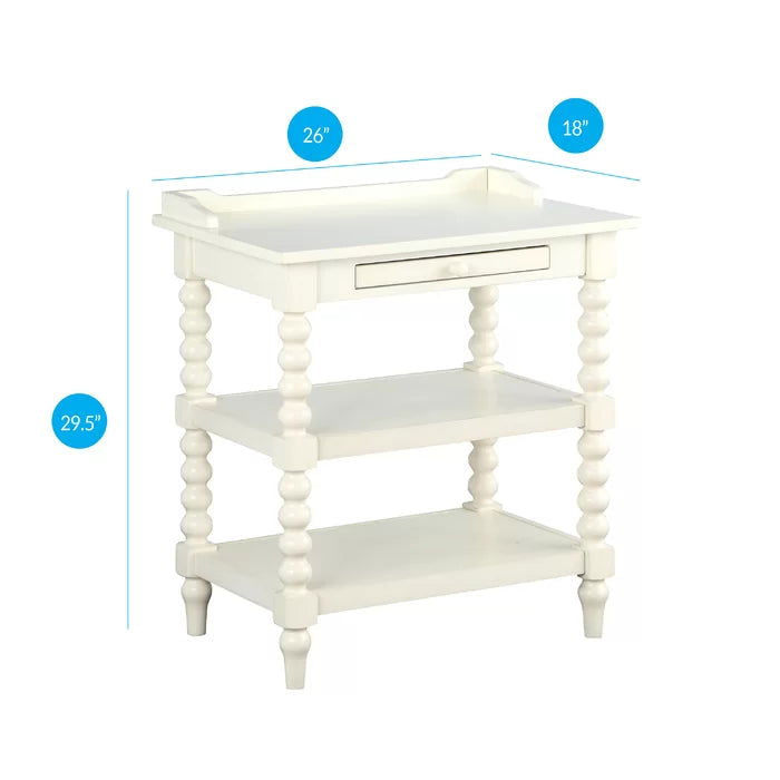 WRINKLE Designer White Sheesham Wood Bedside Table For Home - Furnishiaa -  - 