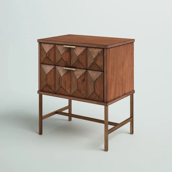 WRINKLE Sheesham Wood Bedside Table In Natural Finish - Furnishiaa -  - 