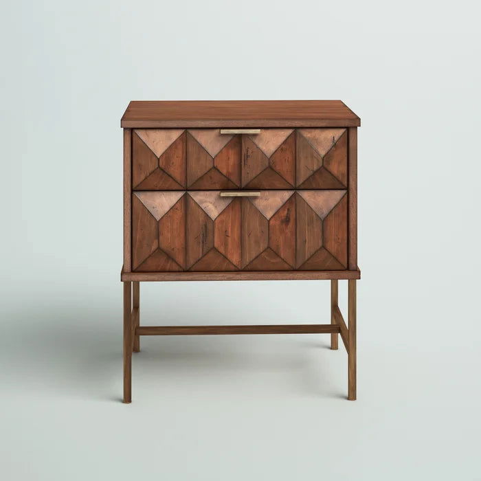 WRINKLE Sheesham Wood Bedside Table In Natural Finish - Furnishiaa -  - 