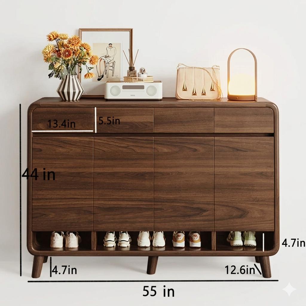 Furnishiaa 2-Drawer Shoe Organizer Cabinet with Adjustable Compartments