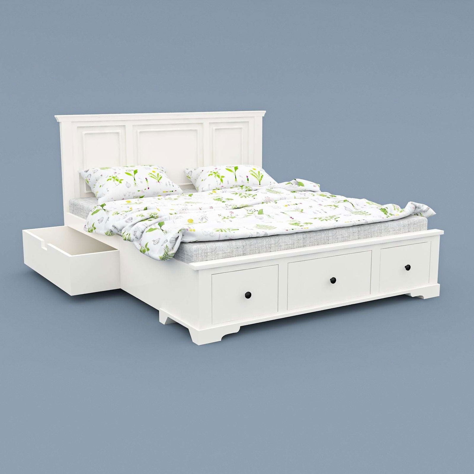 WoodCraft Classic Storage Bed with 5 Drawers - Furnishiaa -  - 