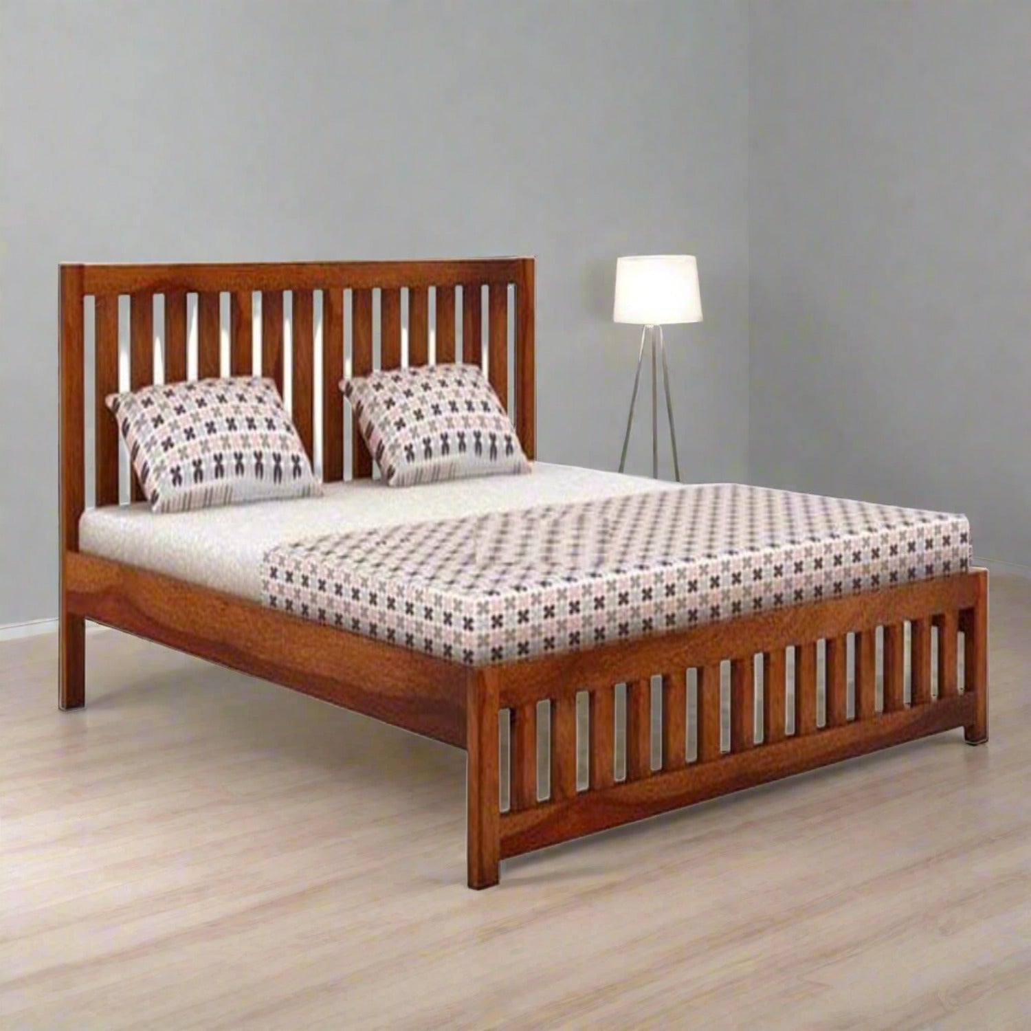 WoodCraft Modern Design Minimal Wooden Bed - Furnishiaa -  - 