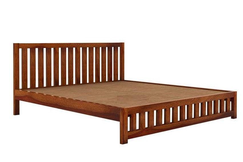 WoodCraft Modern Design Minimal Wooden Bed - Furnishiaa -  - 