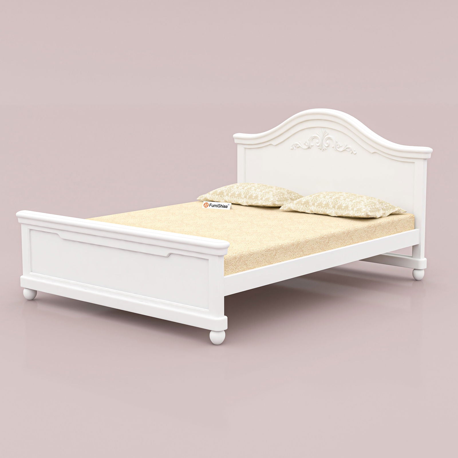 WoodCraft Simple Carving Wooden Bed - Furnishiaa -  - 