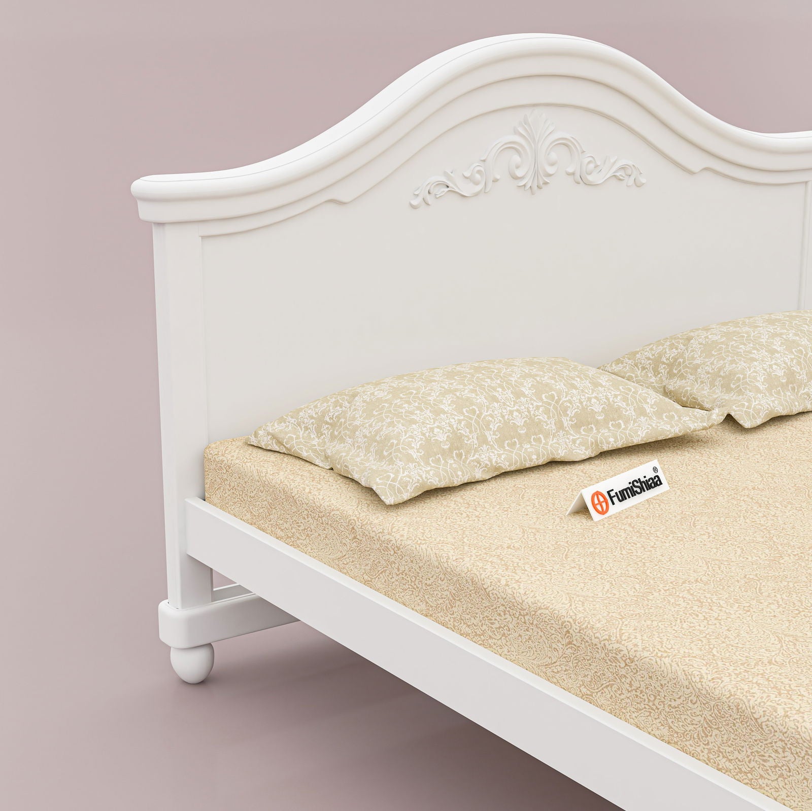 WoodCraft Simple Carving Wooden Bed - Furnishiaa -  - 