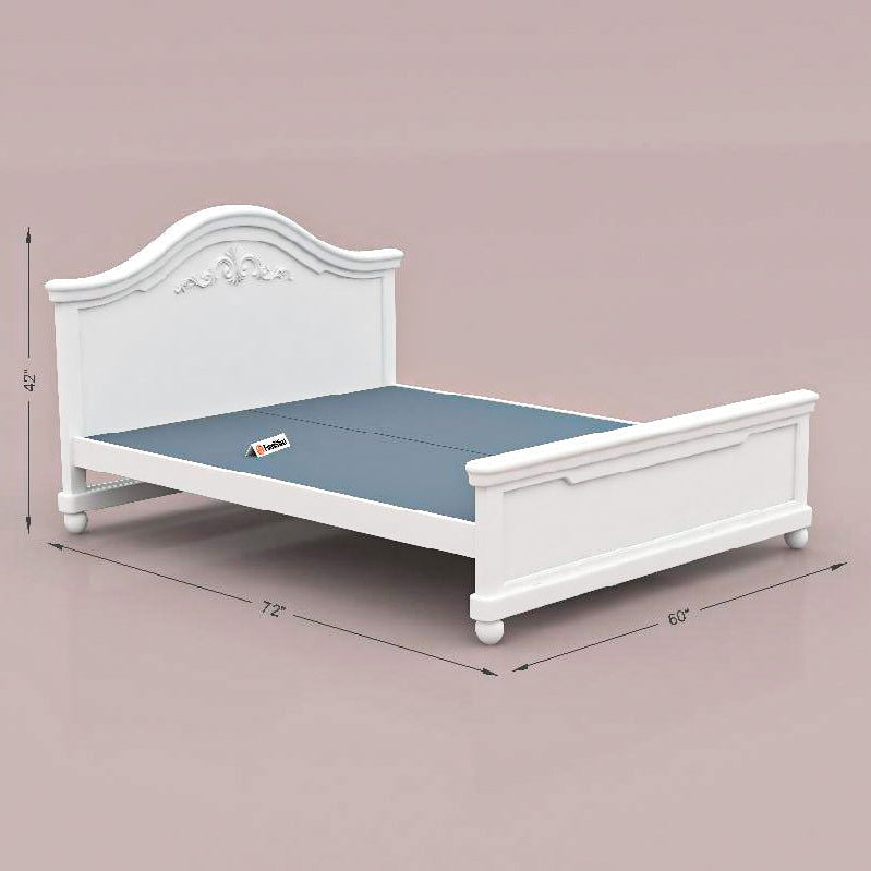 WoodCraft Simple Carving Wooden Bed - Furnishiaa -  - 