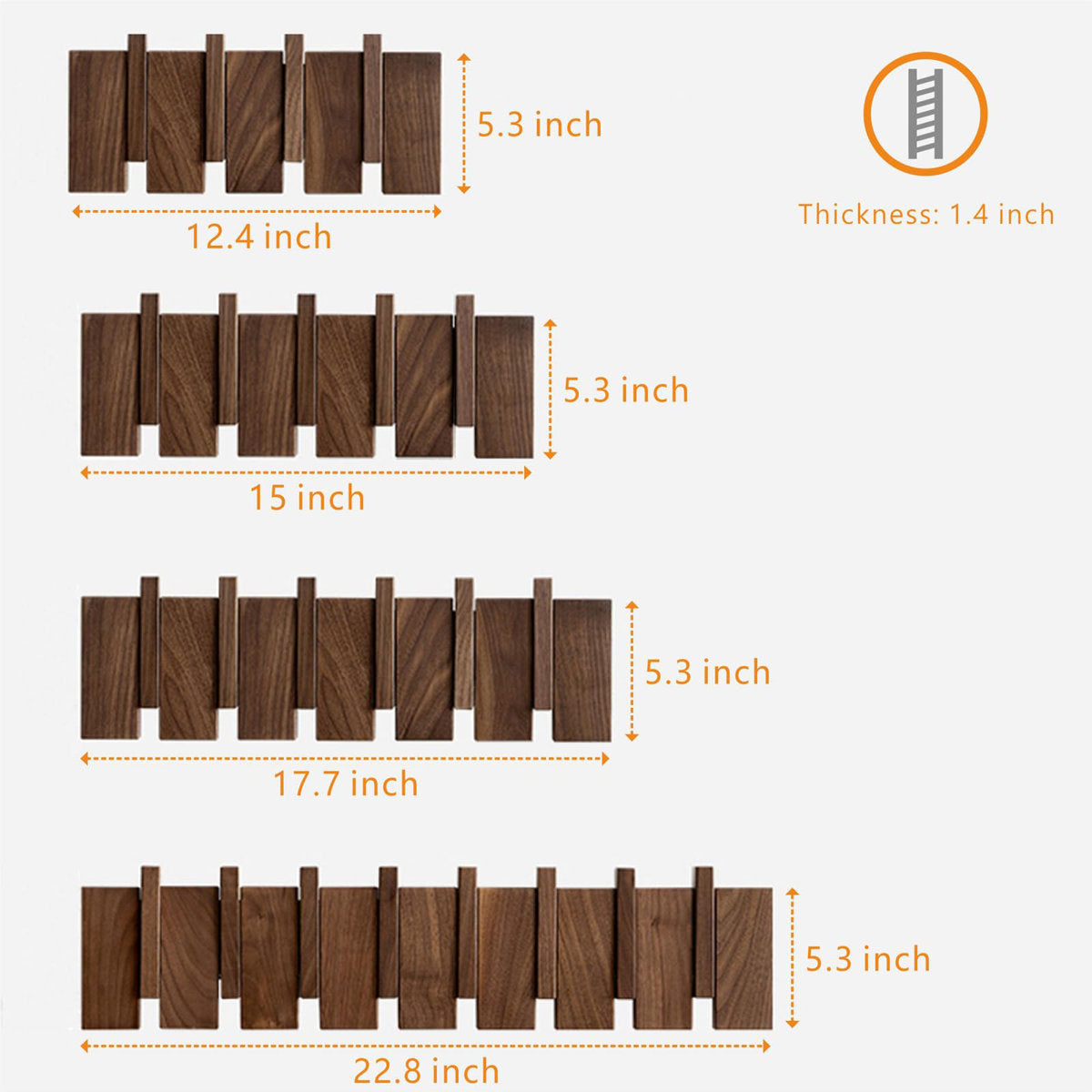 Furnishiaa Heavy-Duty Wooden Wall-Mounted Coat Rack (8 Hooks)