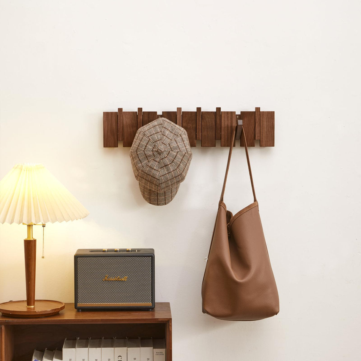 Furnishiaa Heavy-Duty Wooden Wall-Mounted Coat Rack (8 Hooks)