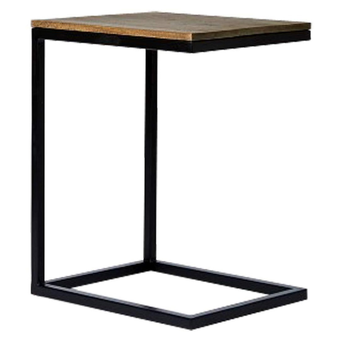 Wooden & Iron C Shape Bedside Night Stand End table Tables for Bedroom & Living Room(Black) - Furnishiaa -  - 