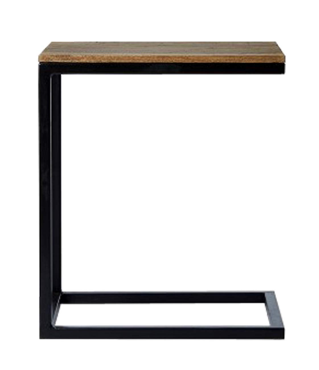 Wooden & Iron C Shape Bedside Night Stand End table Tables for Bedroom & Living Room(Black) - Furnishiaa -  - 