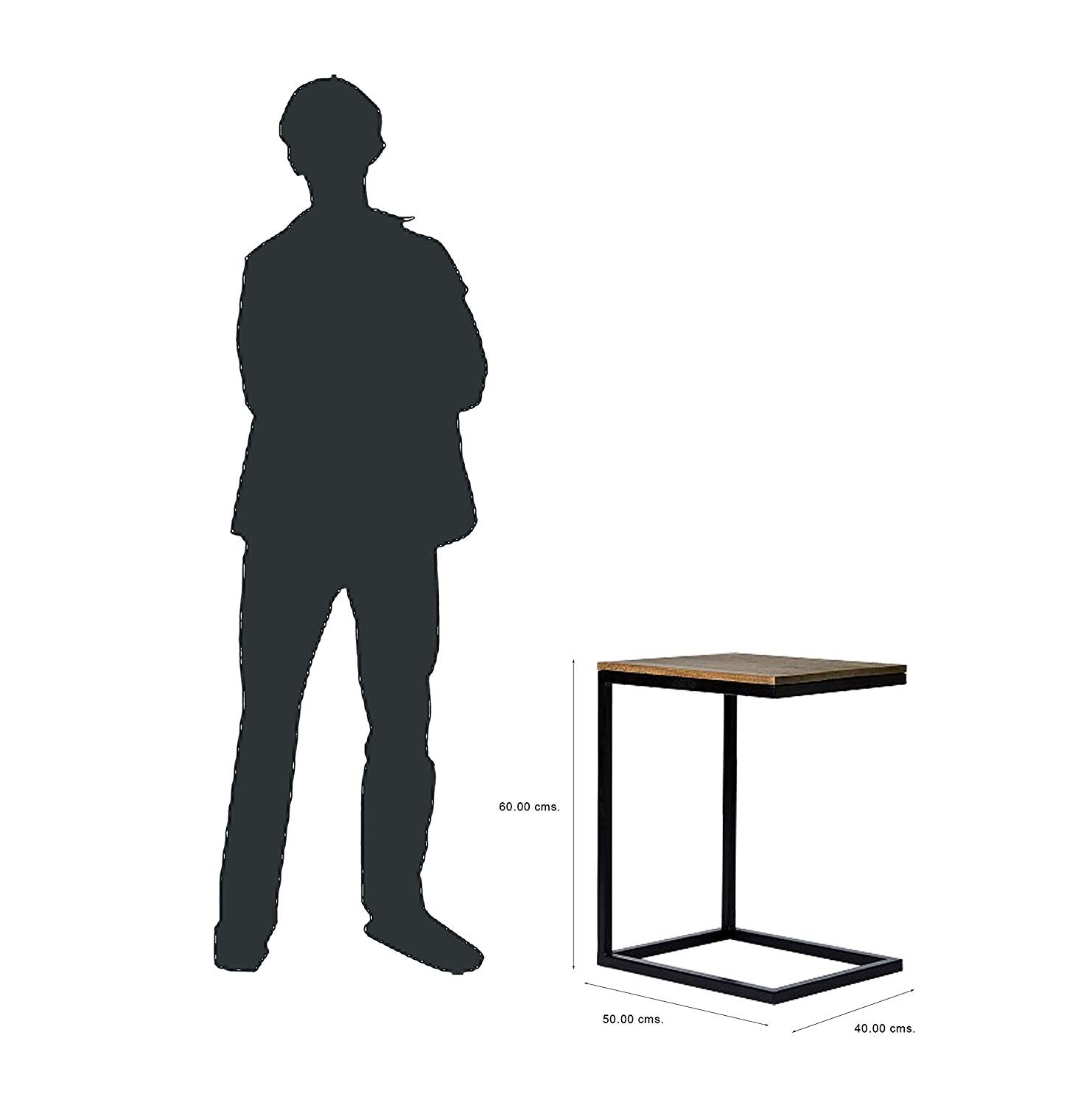 Wooden & Iron C Shape Bedside Night Stand End table Tables for Bedroom & Living Room(Black) - Furnishiaa -  - 