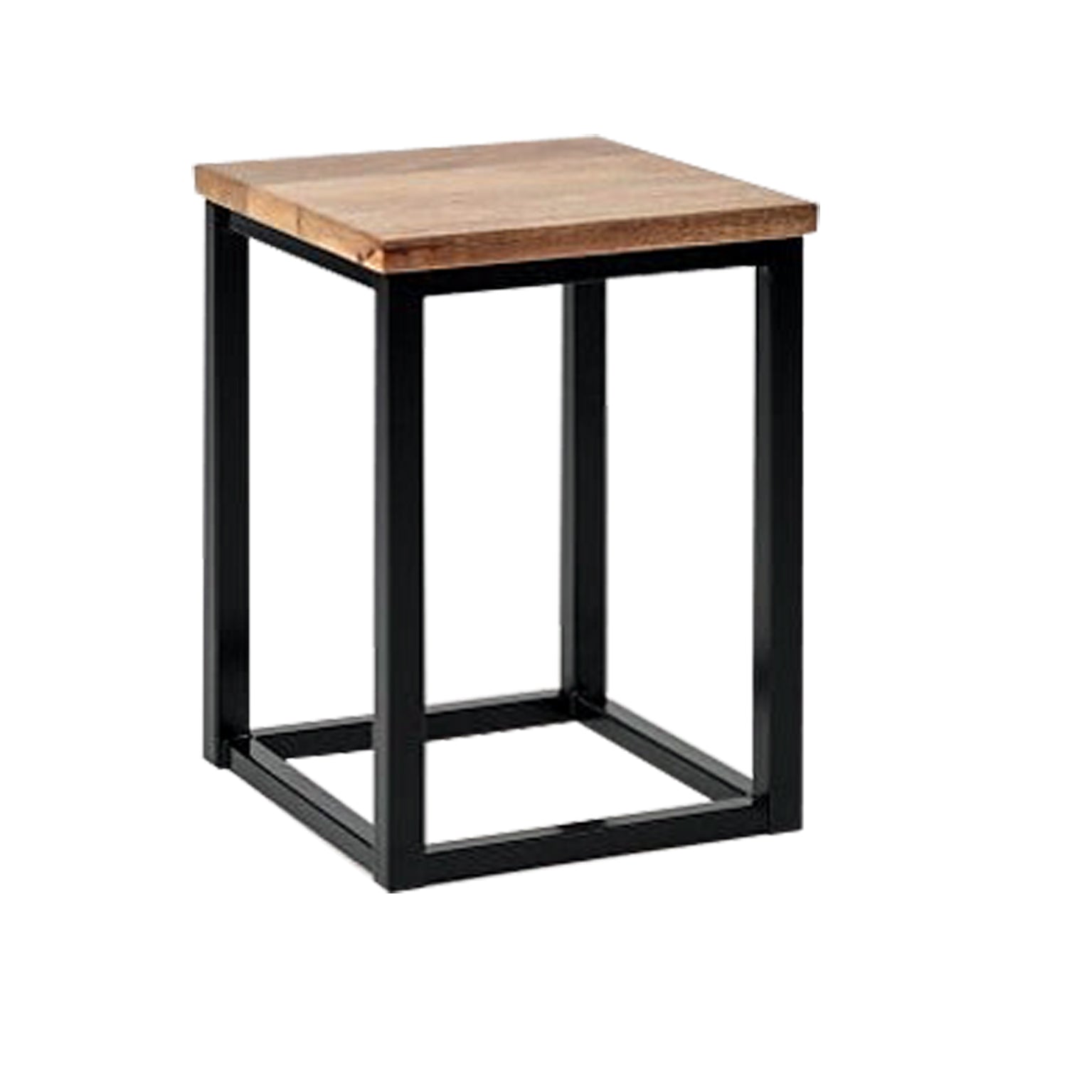 Wooden & Iron Shape Bedside Stool  Night Stand Tables for Bedroom & Living Room(Black) - Furnishiaa -  - 