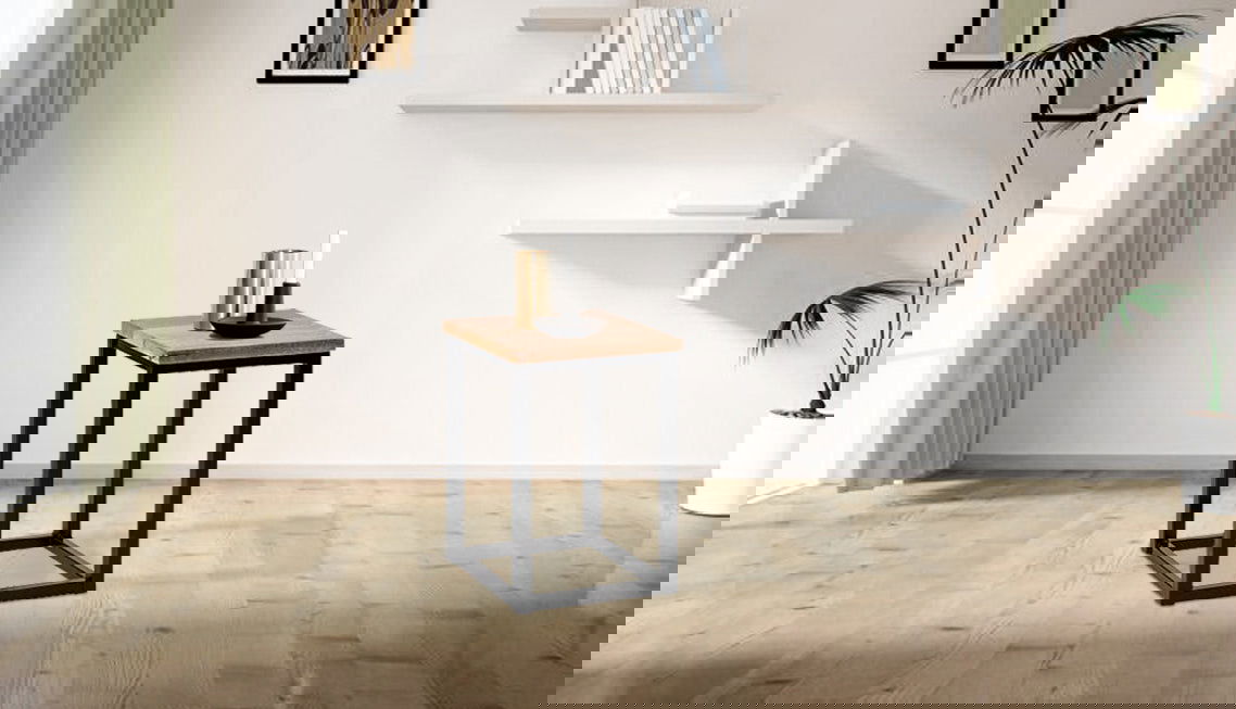 Wooden Iron Shape Bedside Stool Night Stand Tables for Bedroom Living  Room(Black)