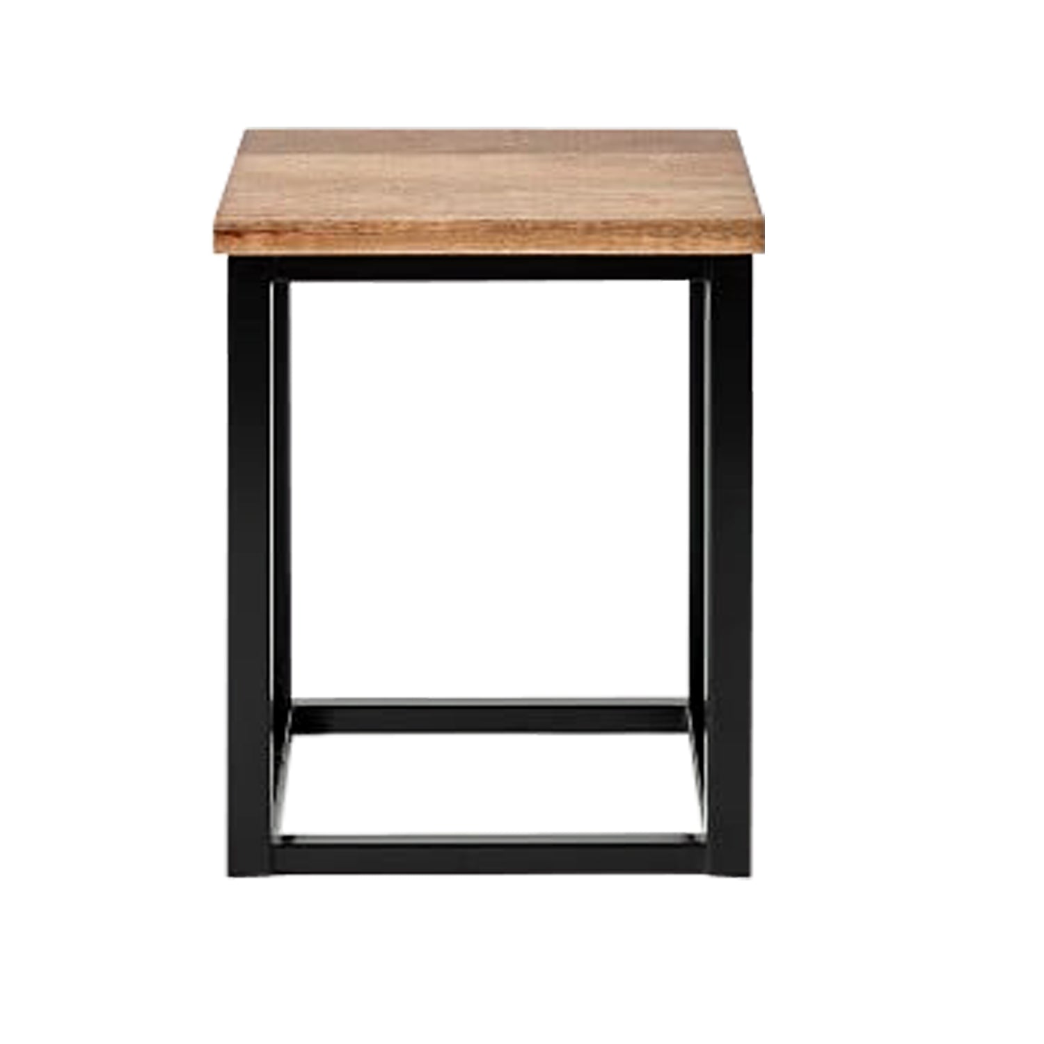 Wooden & Iron Shape Bedside Stool  Night Stand Tables for Bedroom & Living Room(Black) - Furnishiaa -  - 