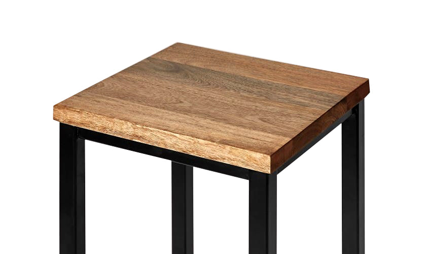 Wooden & Iron Shape Bedside Stool  Night Stand Tables for Bedroom & Living Room(Black) - Furnishiaa -  - 