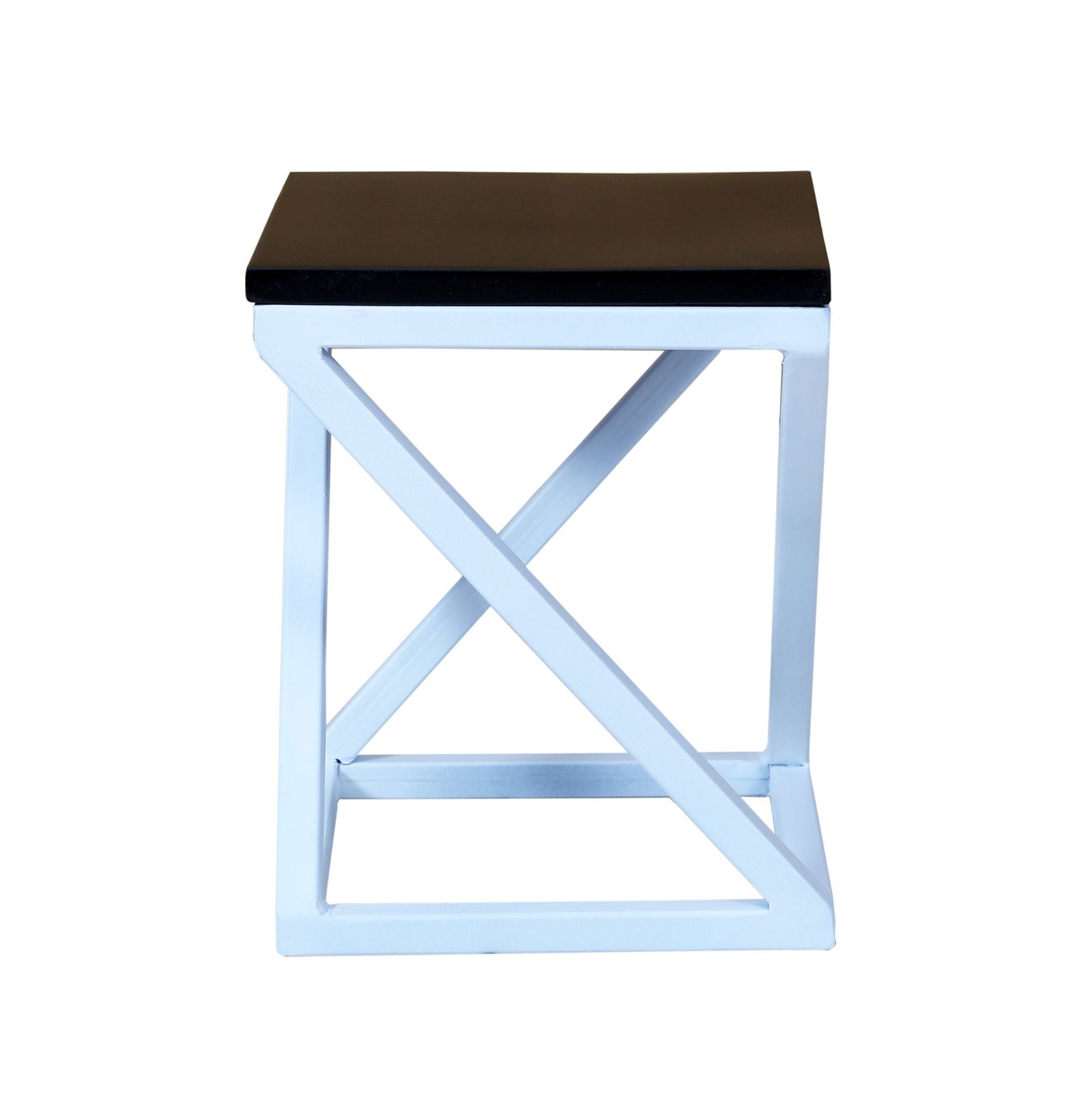 Wooden & Iron Shape Bedside Stool Night Stand Tables for Bedroom & Living Room(Black) - Furnishiaa -  - 