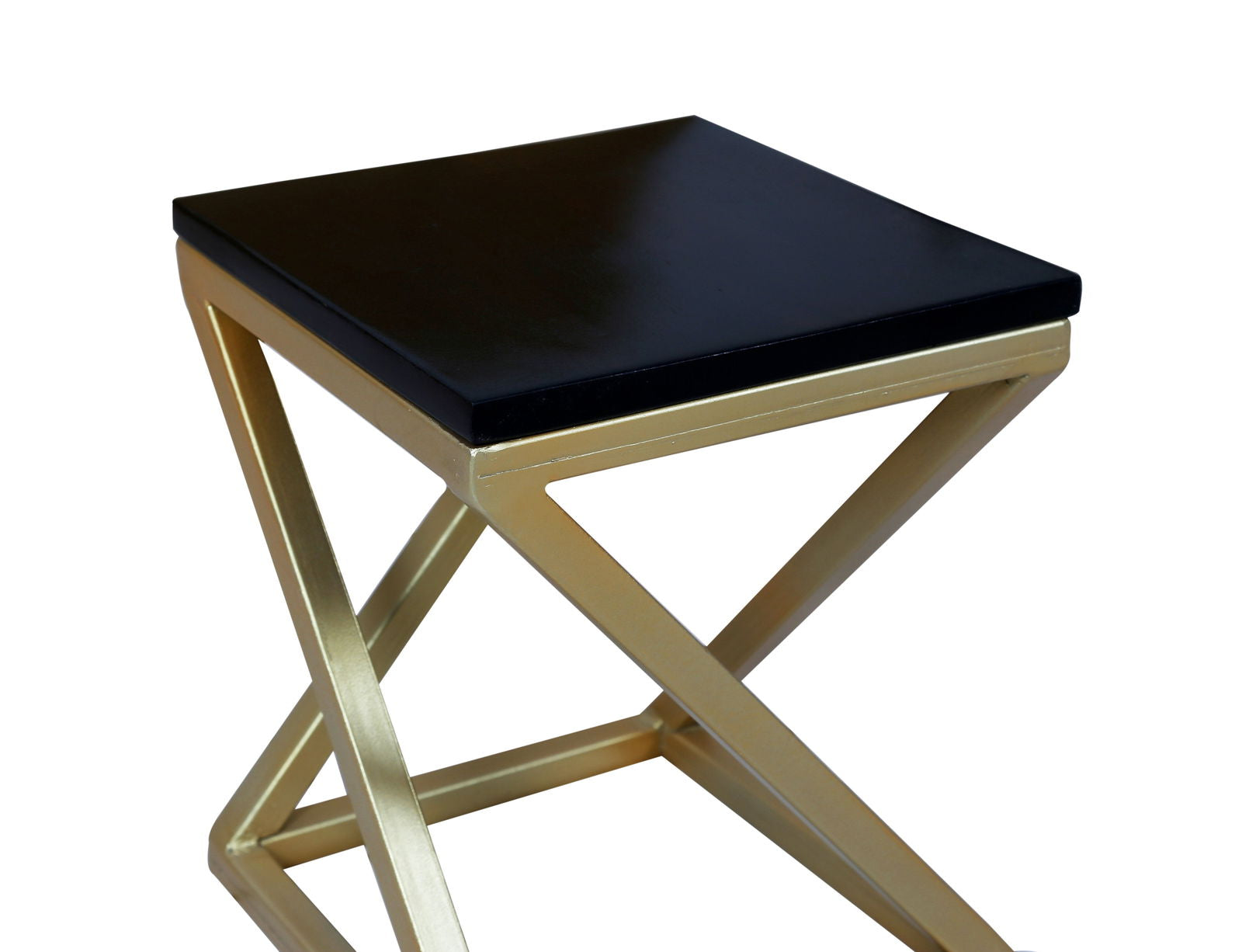 Wooden & Iron Shape Bedside Stool Night Stand Tables for Bedroom & Living Room( Gold ) - Furnishiaa -  - 