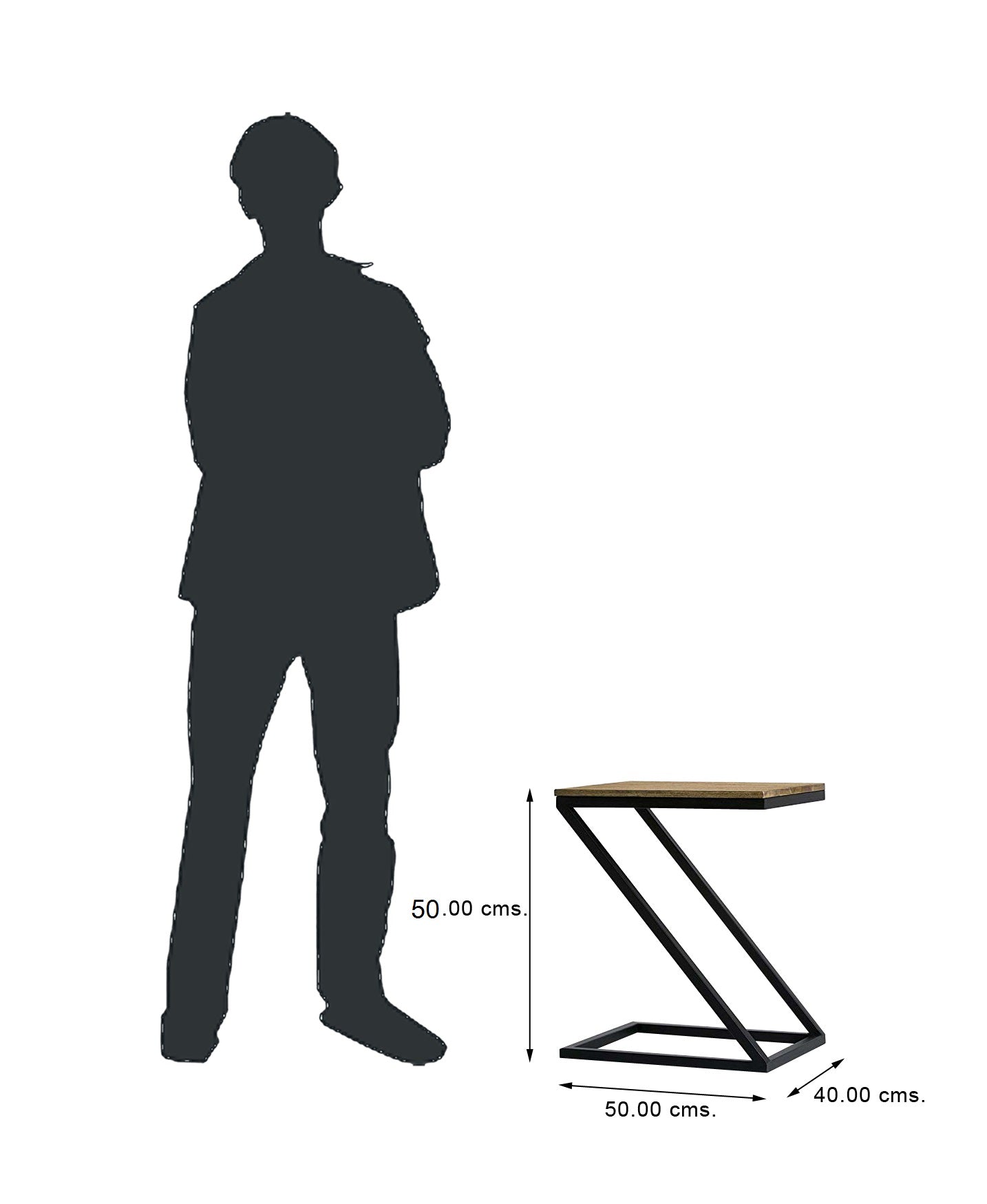 Wooden & Iron Z Shape Bedside Night Stand Tables for Bedroom & Living Room(Black) - Furnishiaa -  - 