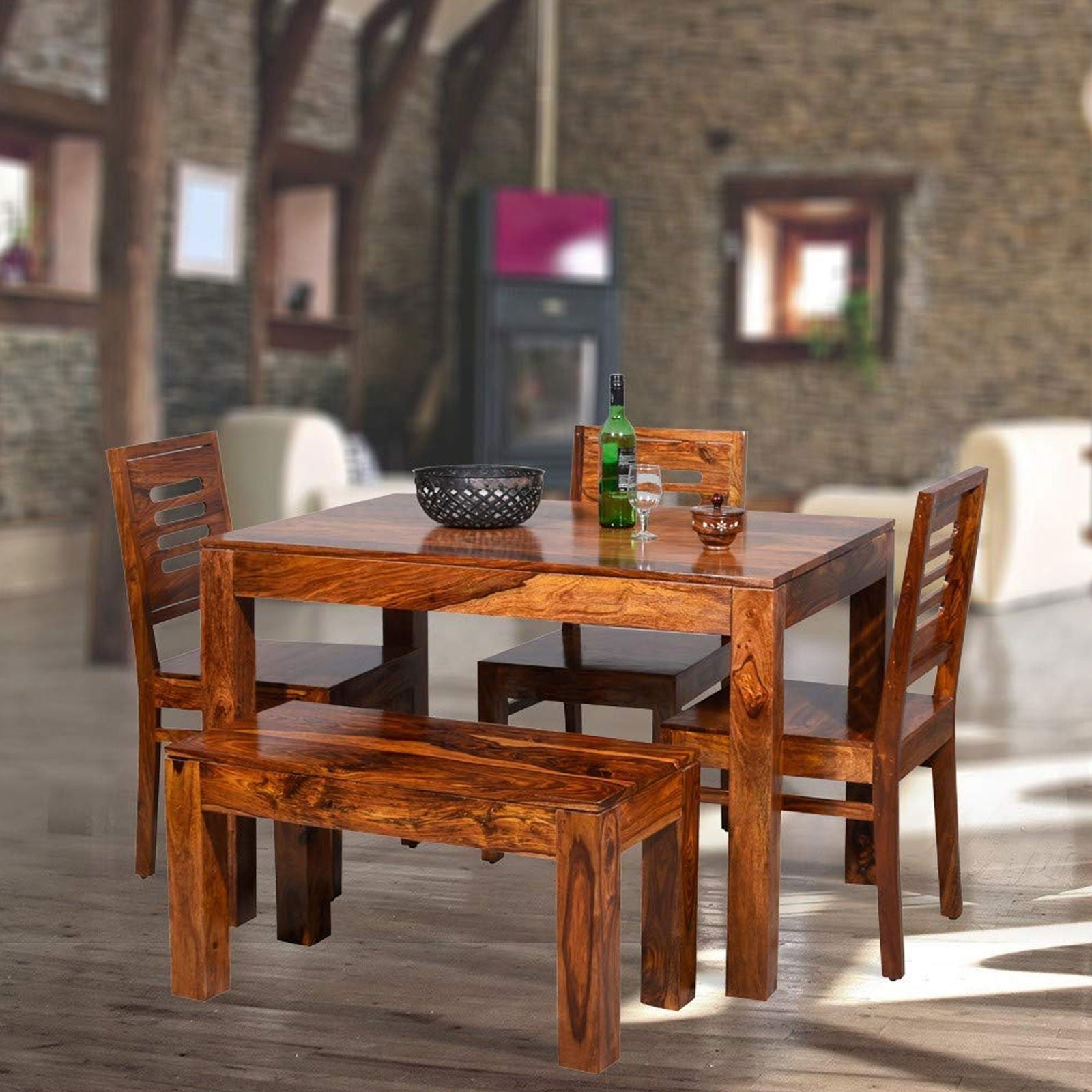Woodplank Mixed 4 Seater Dining Table - Furnishiaa -  - 