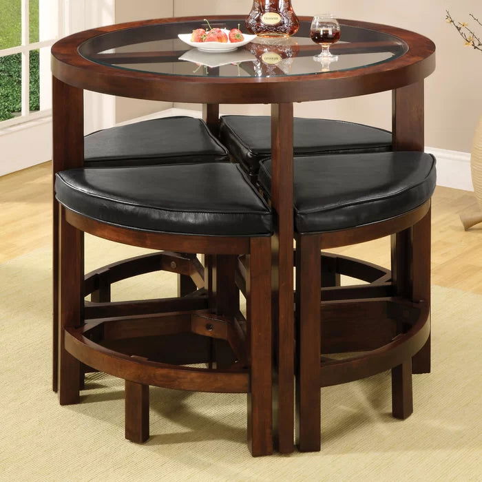 Woodplank Nested Round 4 Seater Dining Table – Furnishiaa