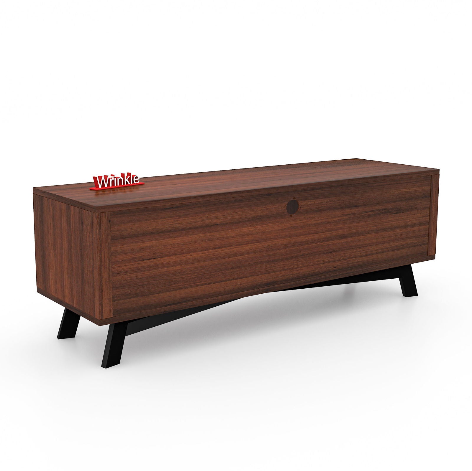 Wrinkle Tv Unit Columbian Walnut With Pu White Drawer In Solid Sheesham Wood With Iron legs - Furnishiaa -  - 
