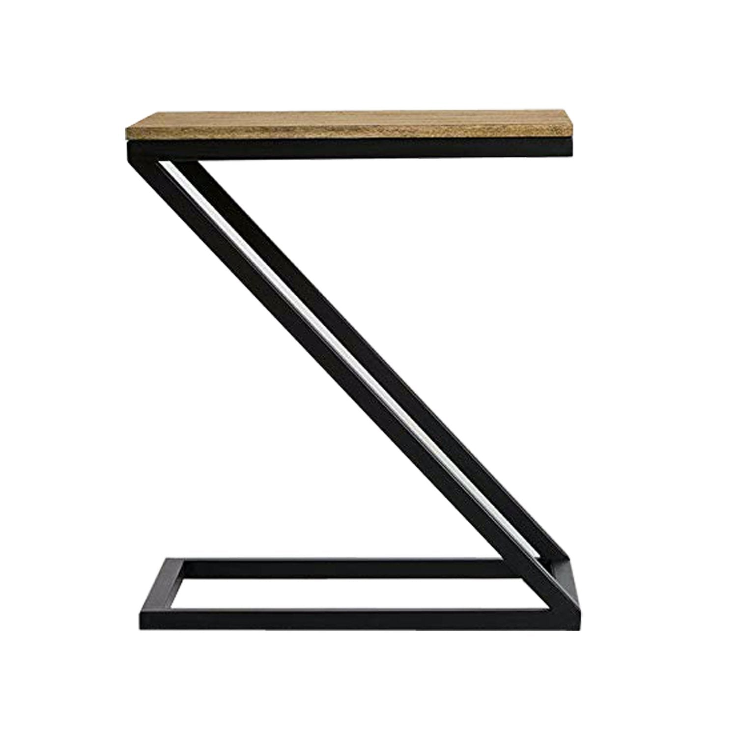Z Shape Black Frame End Table With Natural Top - Furnishiaa -  - 
