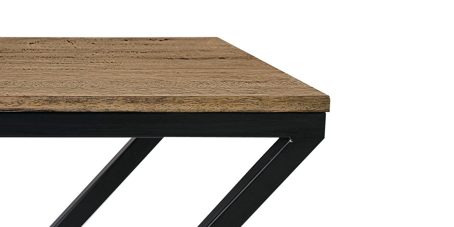 Z Shape Black Frame End Table With Natural Top - Furnishiaa -  - 