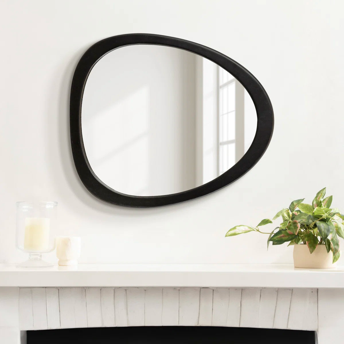 Mid-Century Modern Sheesham Wood Accent Wall Mirror
