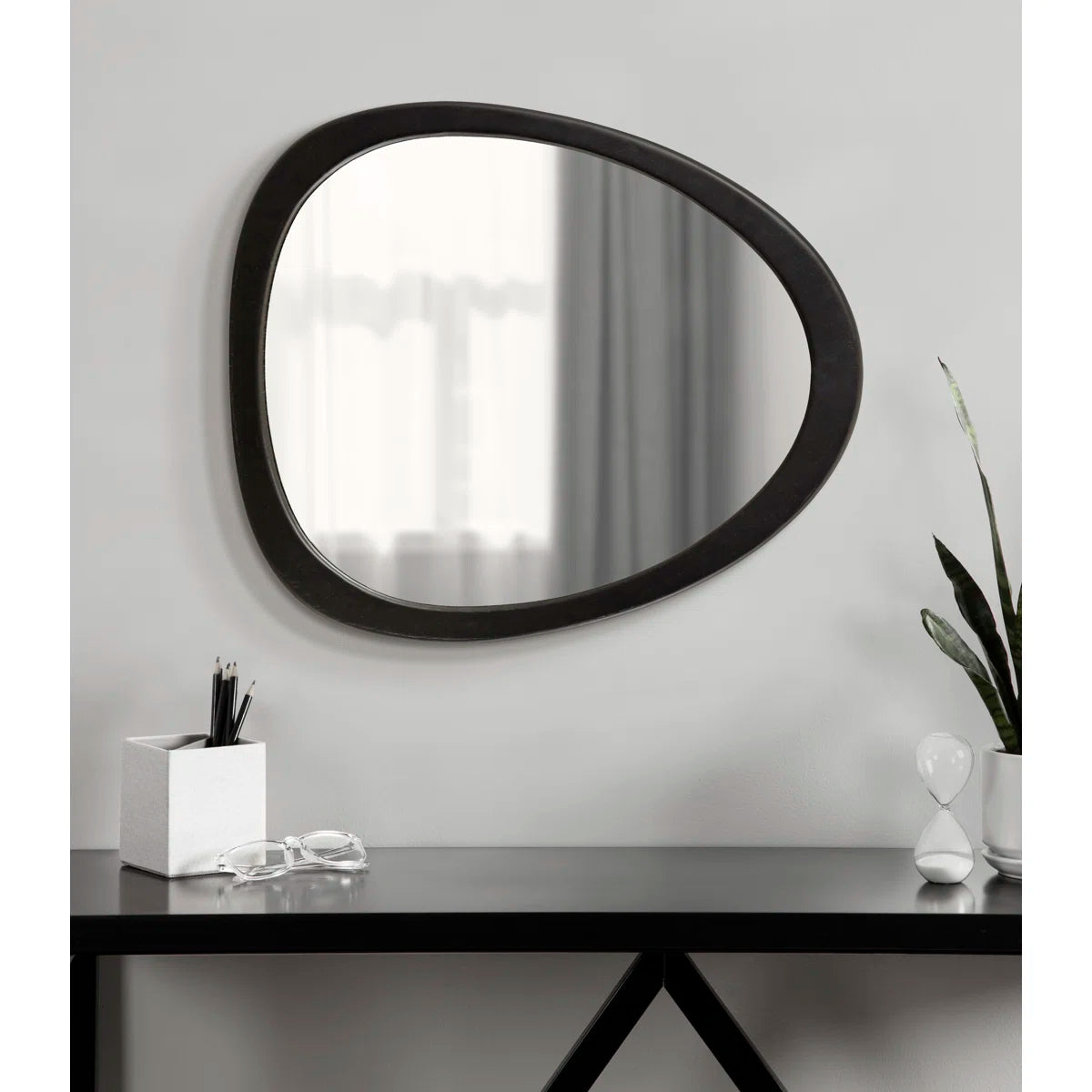Mid-Century Modern Sheesham Wood Accent Wall Mirror