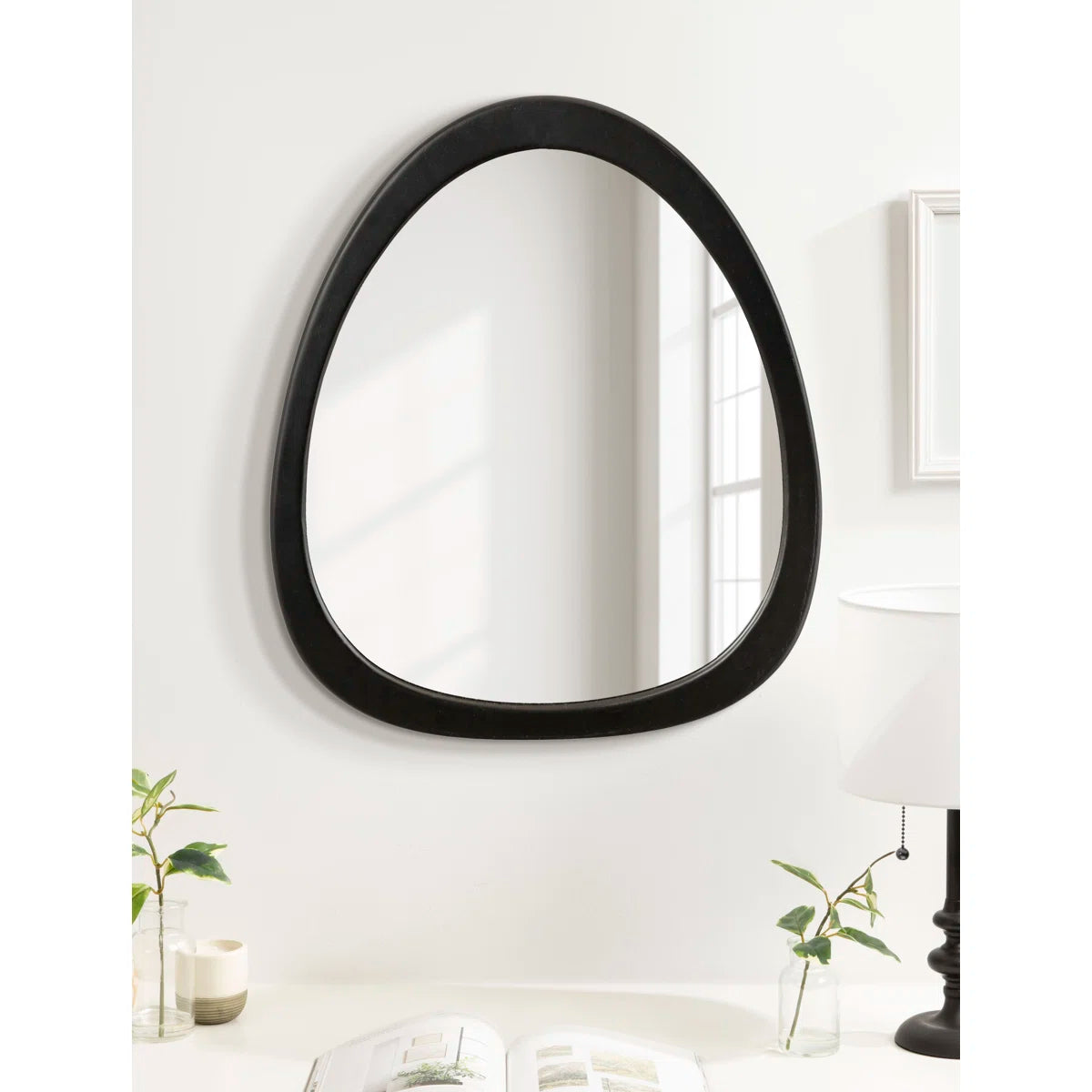 Mid-Century Modern Sheesham Wood Accent Wall Mirror