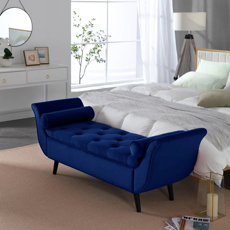 Furnishiaa Velvet Storage Bench