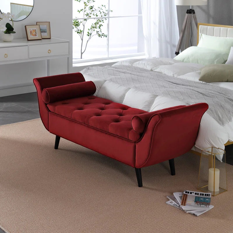 Furnishiaa Velvet Storage Bench