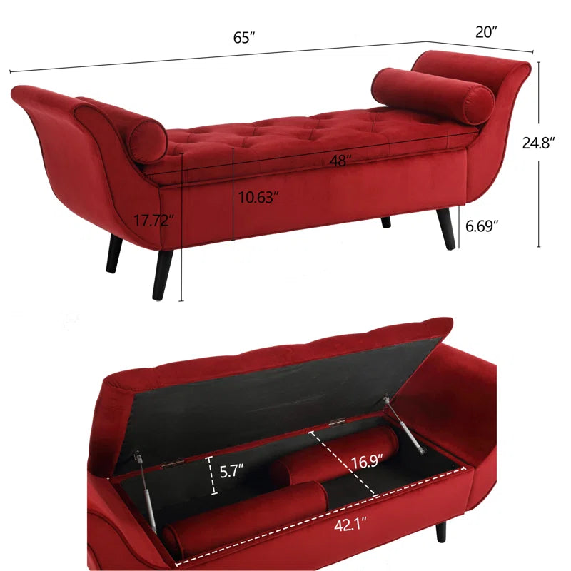 Furnishiaa Velvet Storage Bench