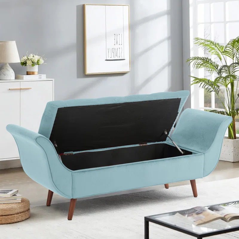 Furnishiaa Velvet Storage Bench