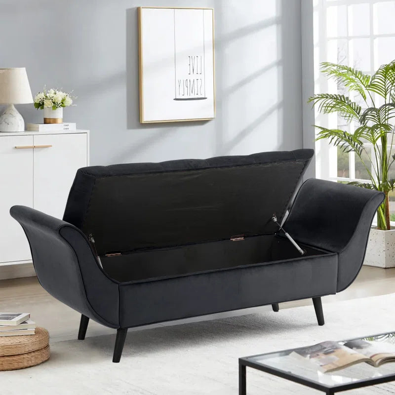 Furnishiaa Velvet Storage Bench