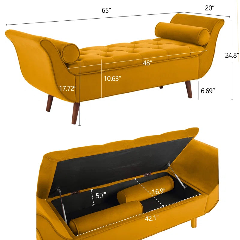 Furnishiaa Velvet Storage Bench