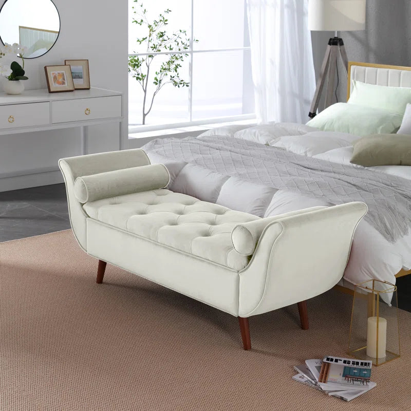 Furnishiaa Velvet Storage Bench