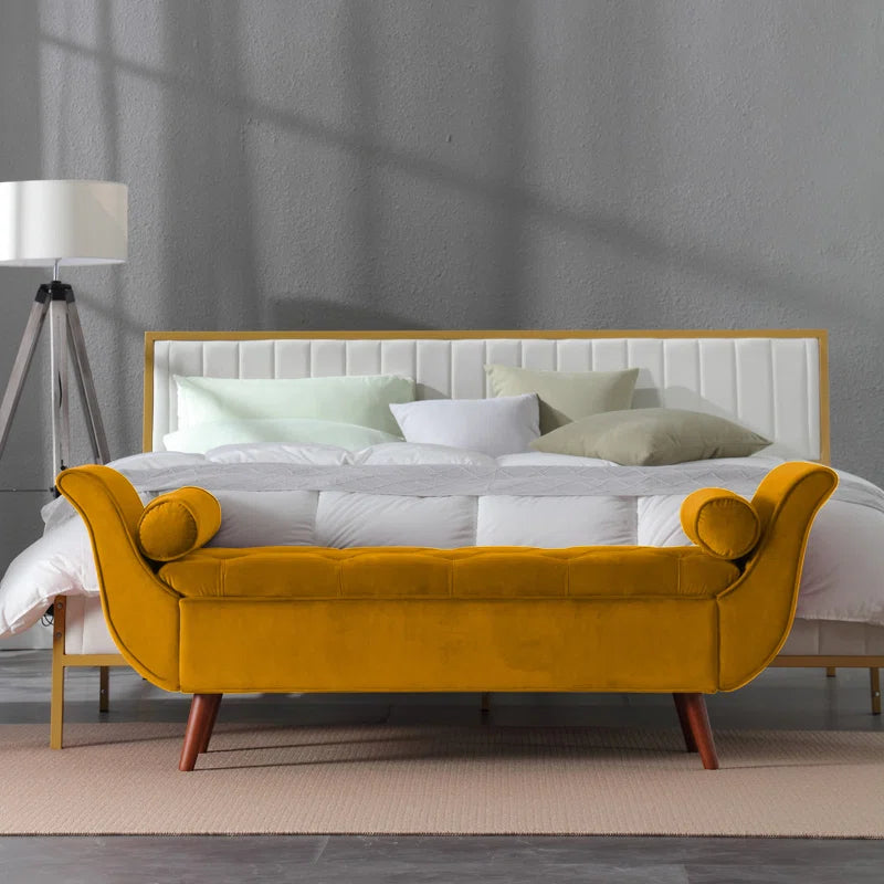 Furnishiaa Velvet Storage Bench