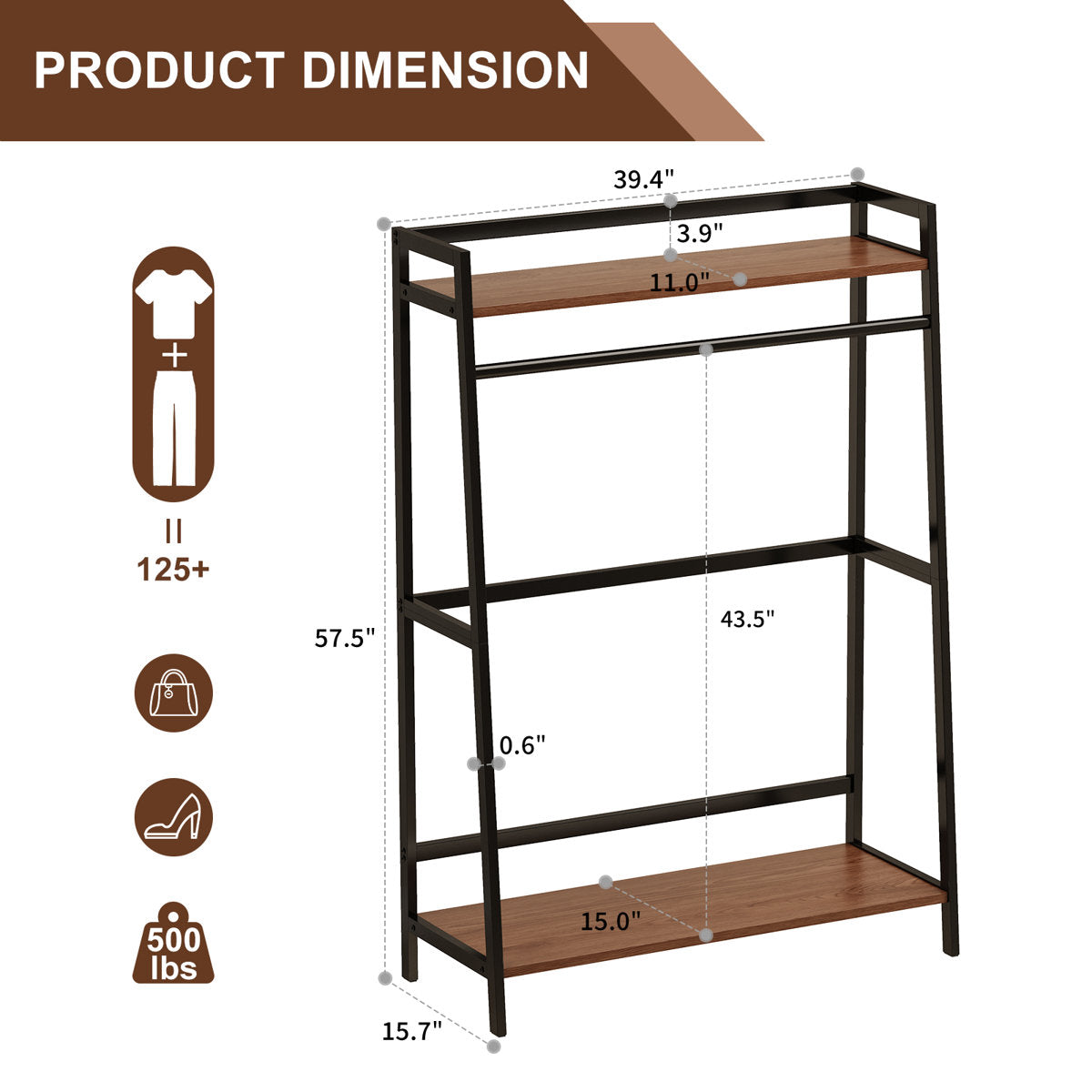 Furnishiaa industrial wood and metal garment rack, Tan clothing rack, alternate view