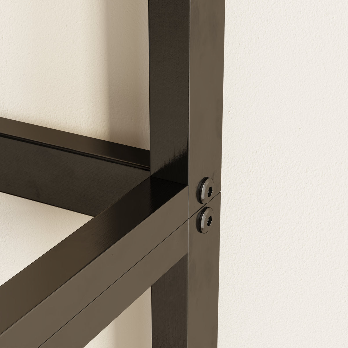 Furnishiaa industrial wood and metal garment rack, Tan clothing rack, detail view