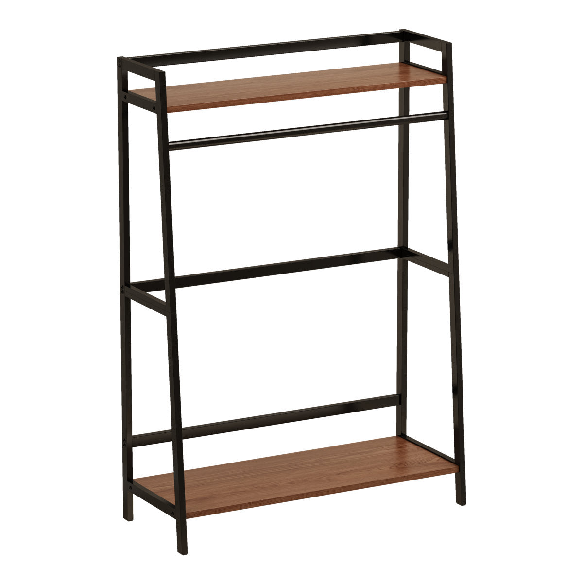 Furnishiaa industrial wood and metal garment rack, Brown clothing rack, detail view