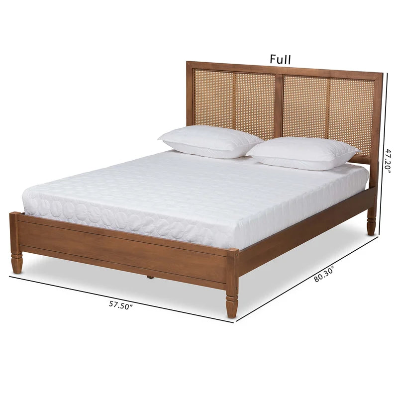 Furnishiaa Solid Wood And Natural Cane Bed