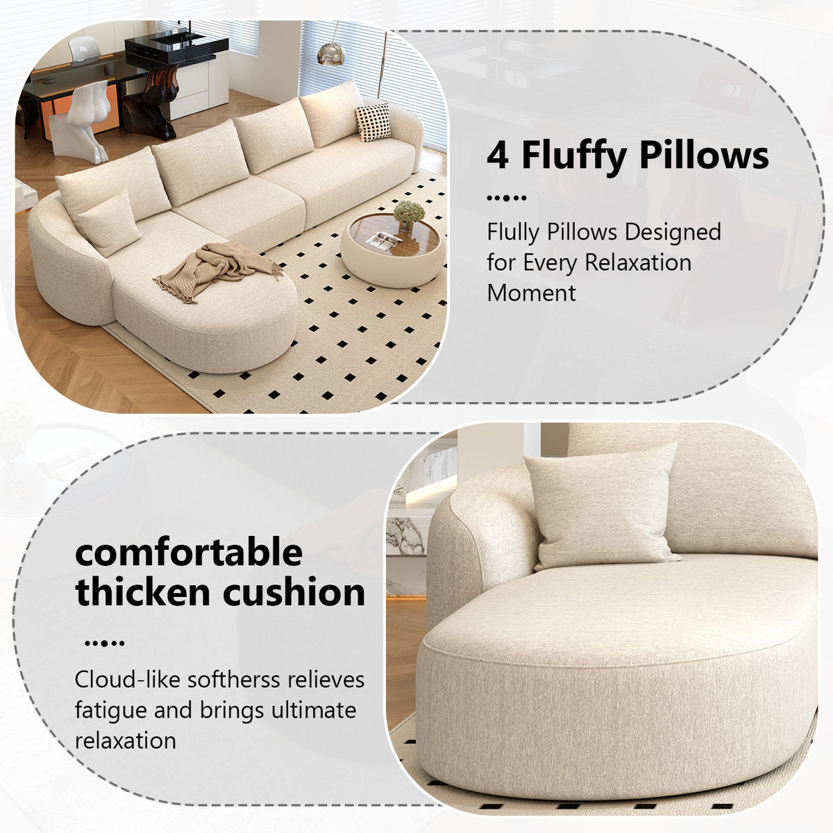 Side view of black modular sectional sofa with right-facing chaise