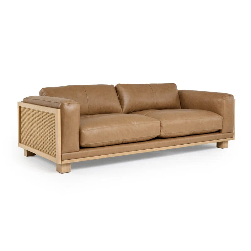 Furnishiaa Solid Oak Wood Natural Rattan Sofa
