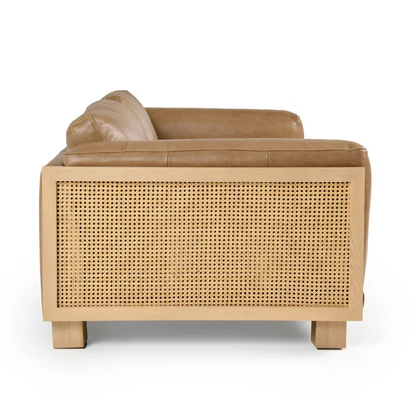 Furnishiaa Solid Oak Wood Natural Rattan Sofa