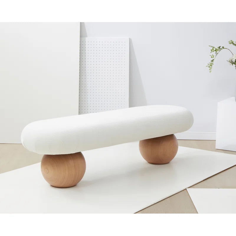 Furnishiaa Boucle Bench – Elegant Design with Solid Sheesham Wood Legs