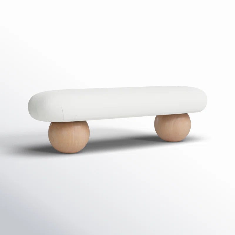 Furnishiaa Boucle Bench – Elegant Design with Solid Sheesham Wood Legs